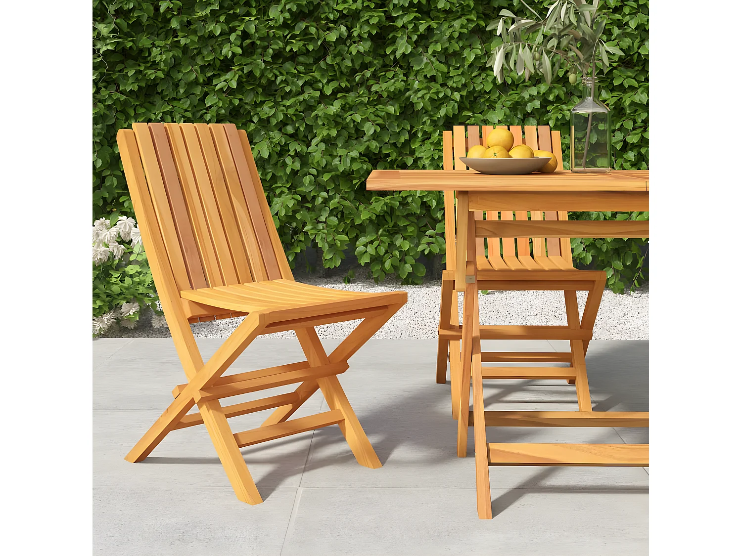 Chaises de jardin pliantes 2 pcs 47x47x89 bois massif teck