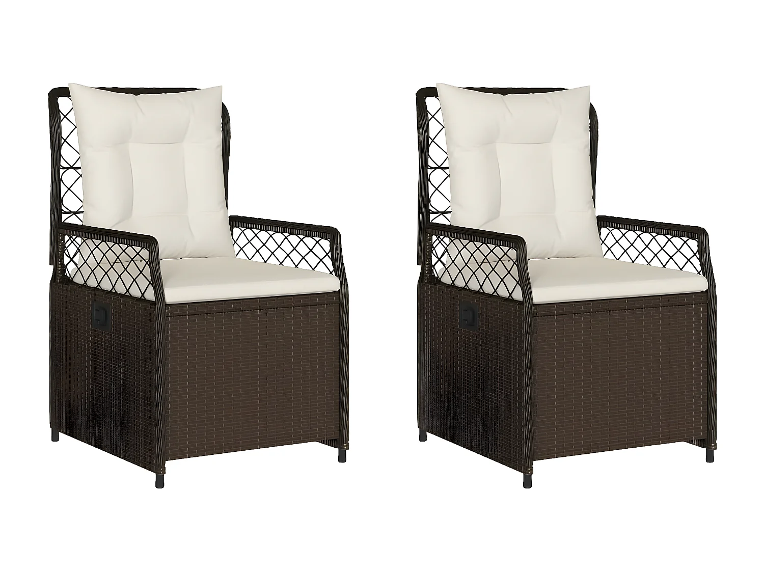 Chaises inclinables de jardin lot de 2 marron résine tressée