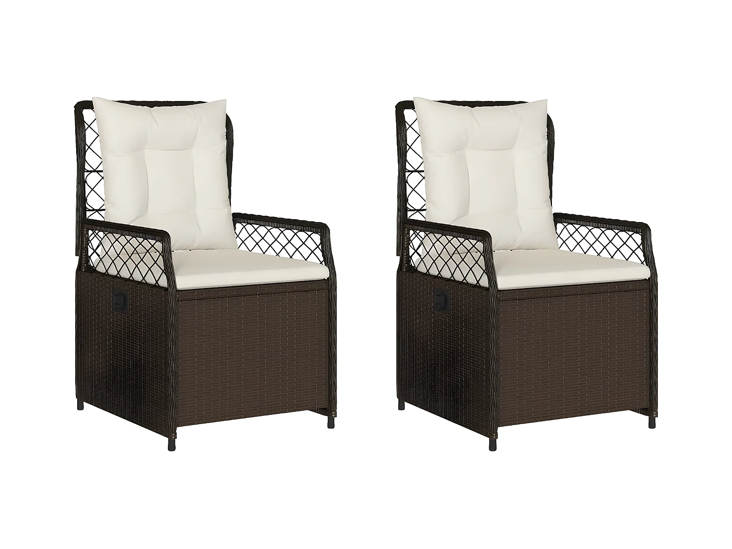 Chaises inclinables de jardin lot de 2 marron résine tressée