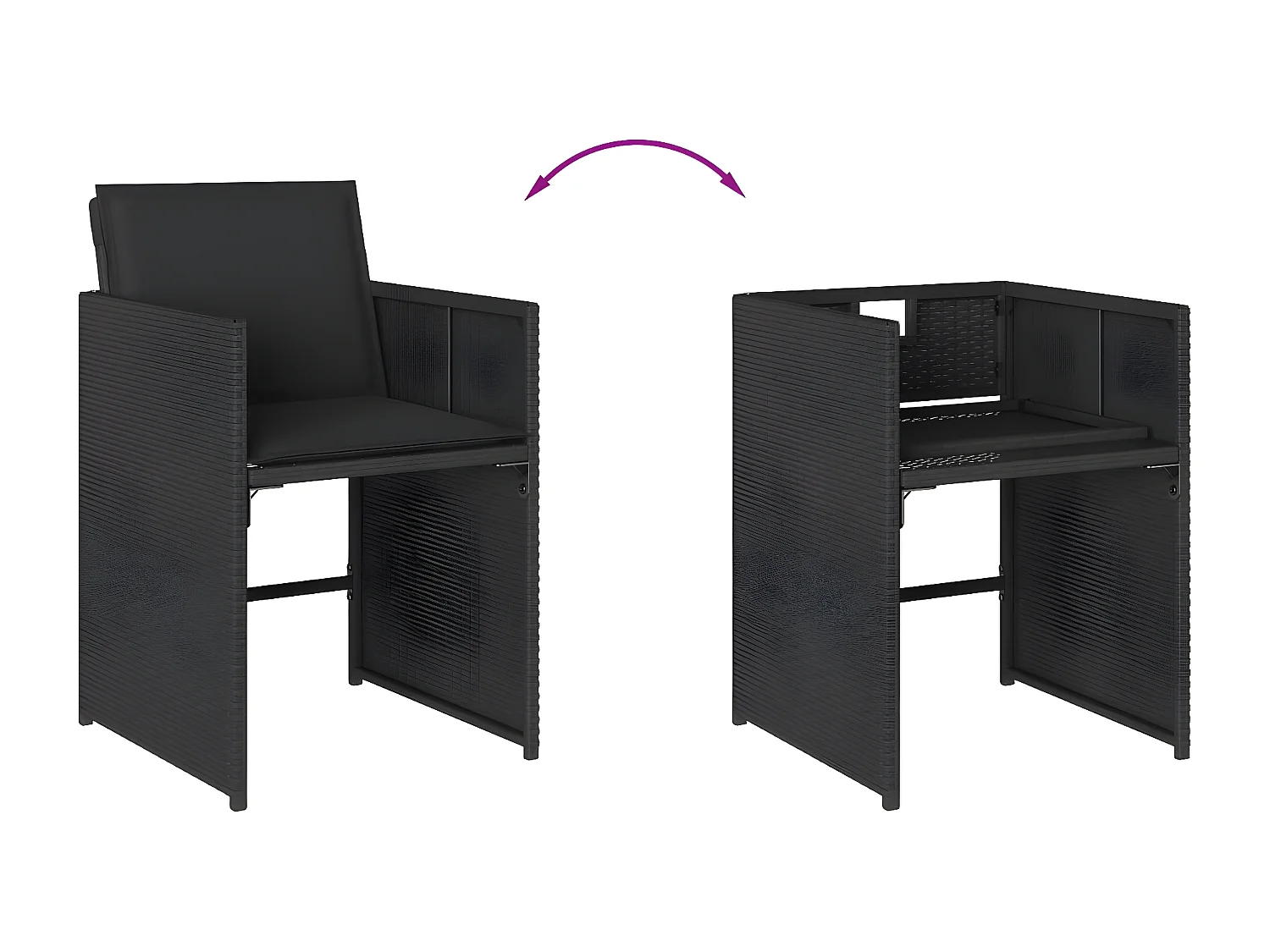 Chaises de jardin lot de 4 avec coussins noir résine tressée