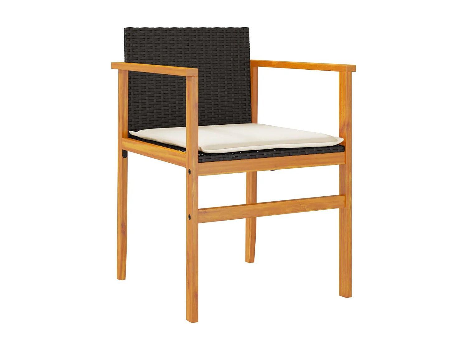 Chaises de jardin coussins lot de 2 noir résine tressée et bois