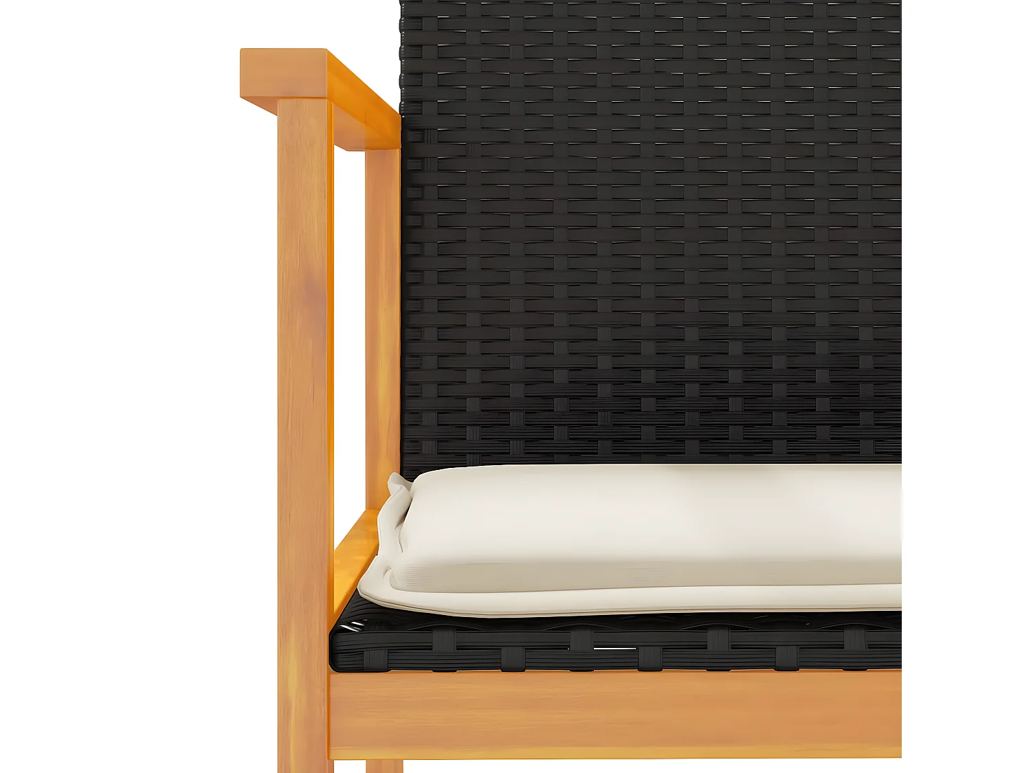 Chaises de jardin coussins lot de 2 noir résine tressée et bois