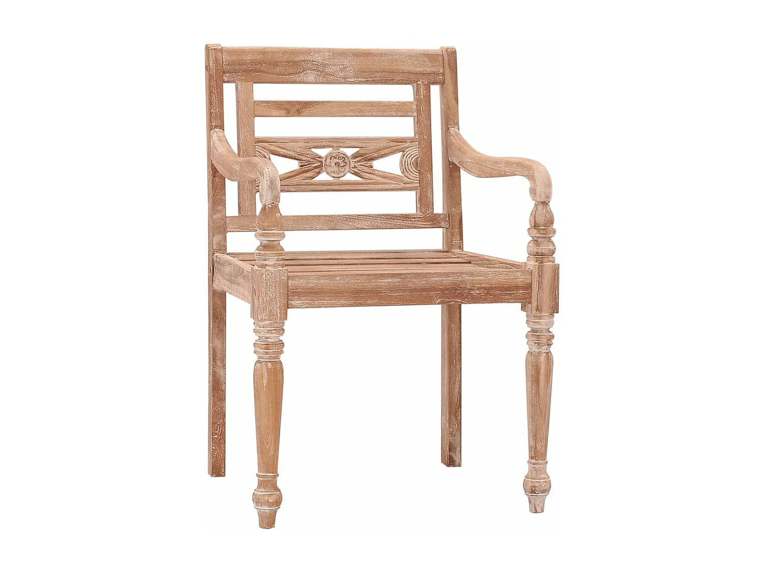 Chaises Batavia lot de 6 blanc bois de teck solide délavé