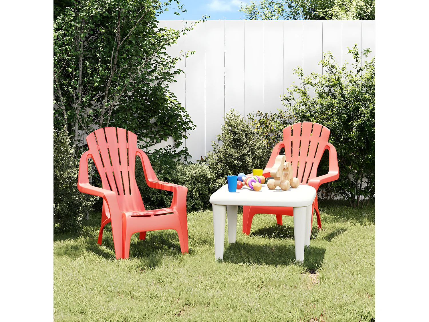 Chaises de jardin pour enfants lot de 2 rouge 37x34x44 PP
