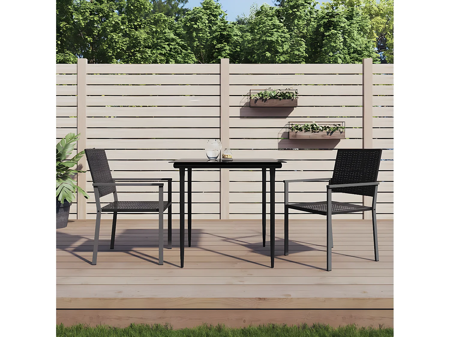Chaises de jardin lot de 2 noir 54x62,5x89 résine tressée