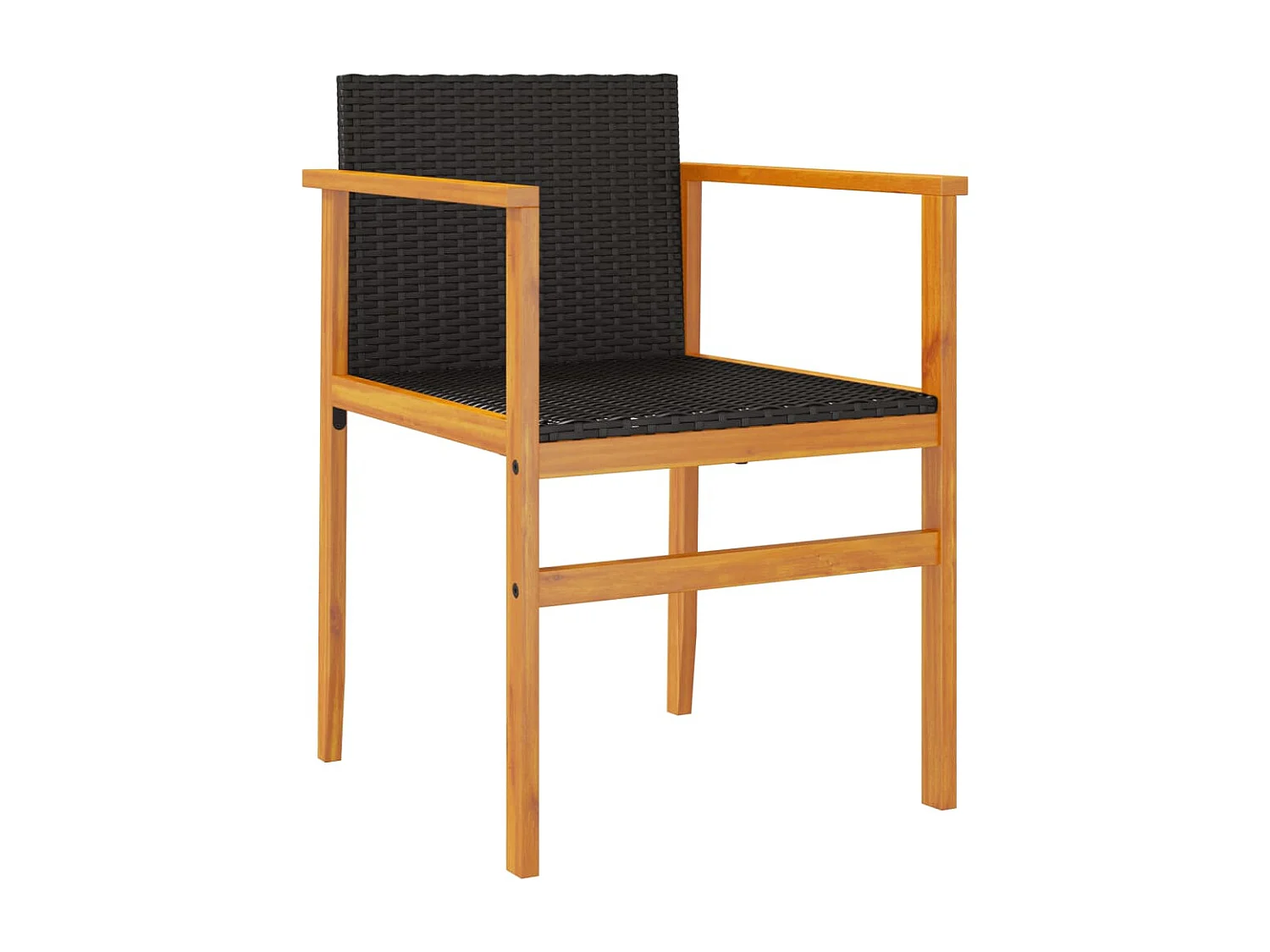 Chaises de jardin lot de 2 noir résine tressée et bois massif