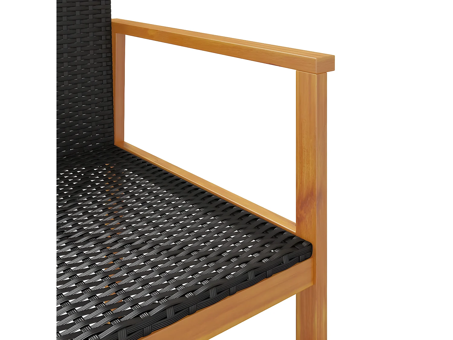 Chaises de jardin lot de 2 noir résine tressée et bois massif