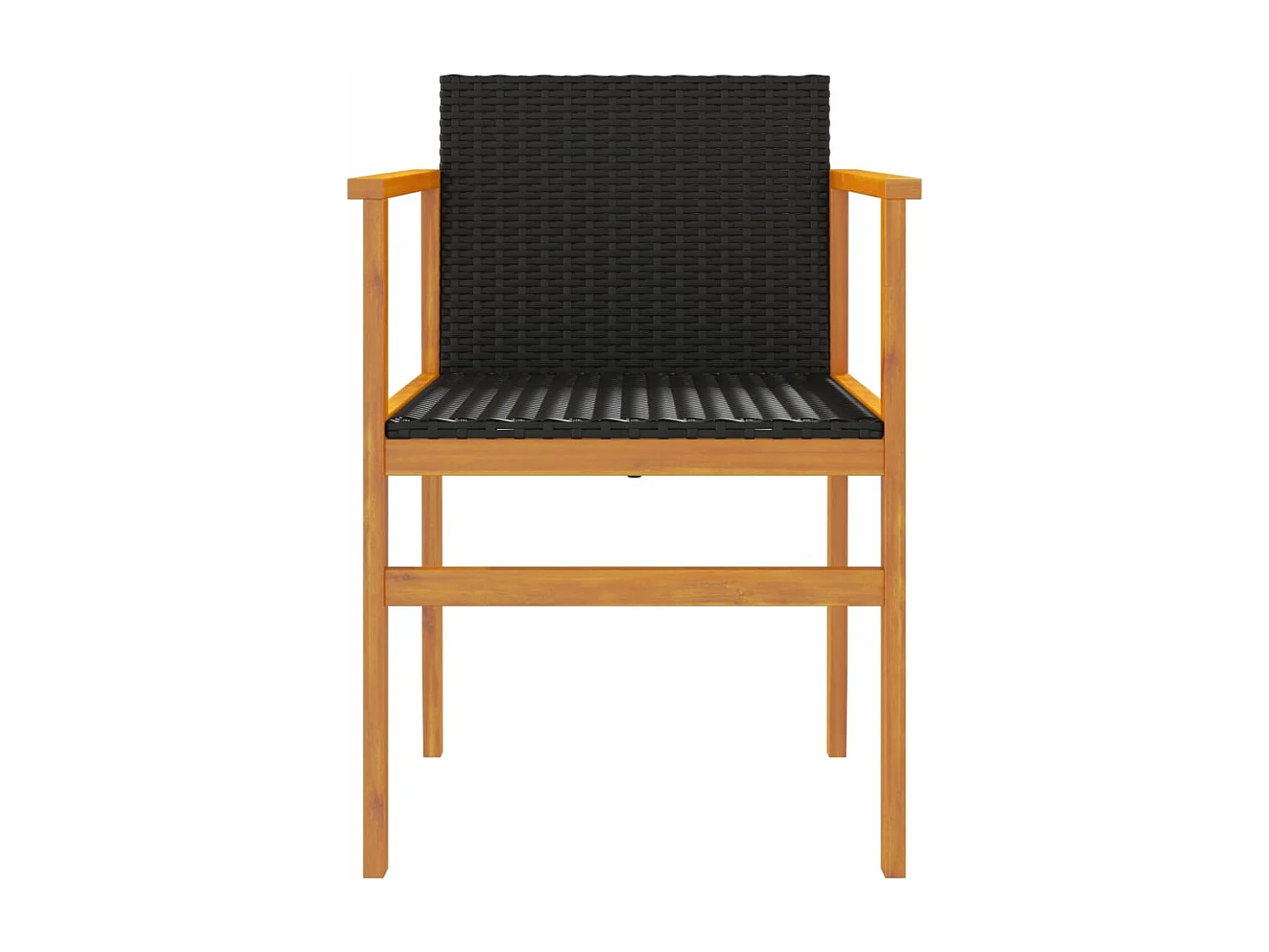 Chaises de jardin lot de 2 noir résine tressée et bois massif