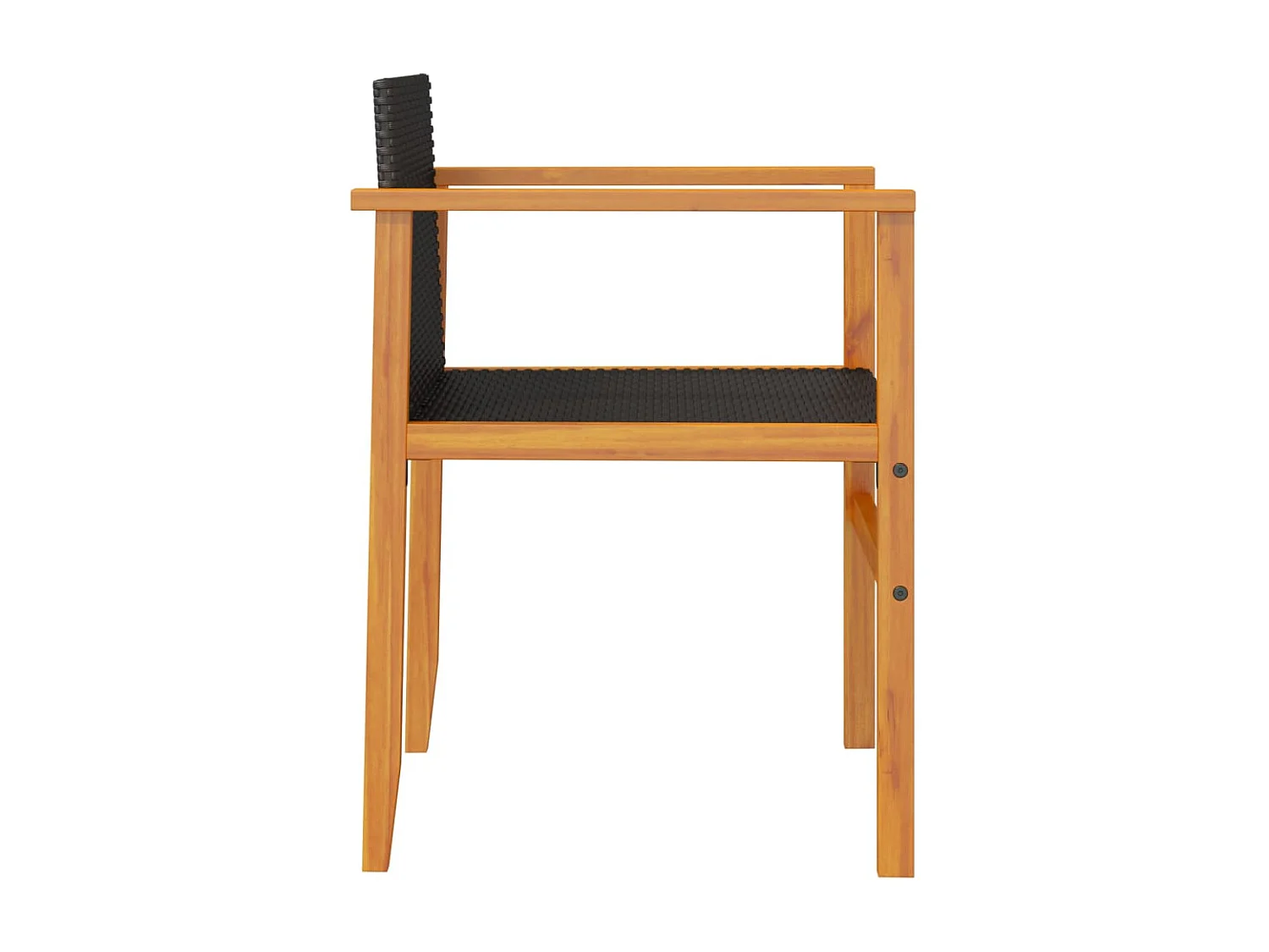 Chaises de jardin lot de 2 noir résine tressée et bois massif