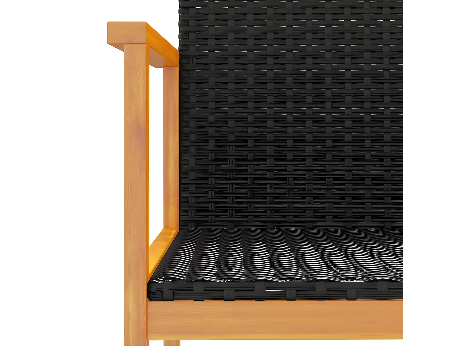 Chaises de jardin lot de 2 noir résine tressée et bois massif