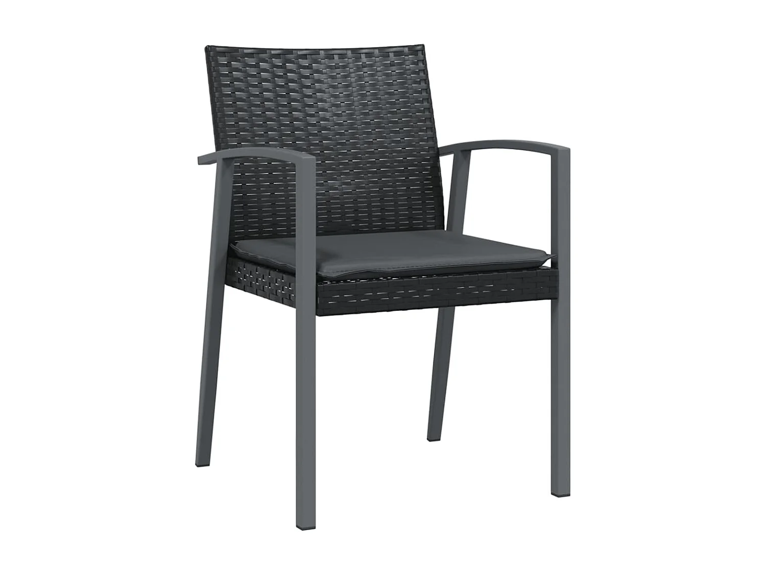 Chaises de jardin et coussins lot de 4 noir 56,5x57x83 rotin