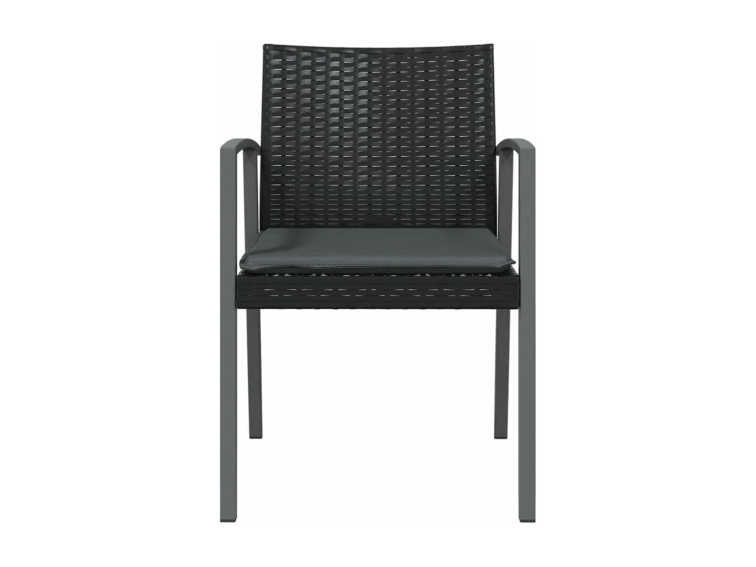 Chaises de jardin et coussins lot de 4 noir 56,5x57x83 rotin