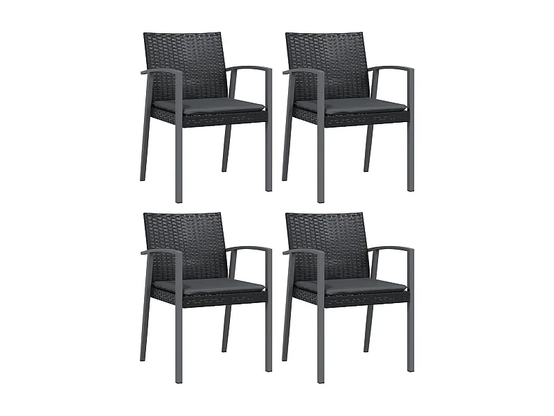 Chaises de jardin et coussins lot de 4 noir 56,5x57x83 rotin