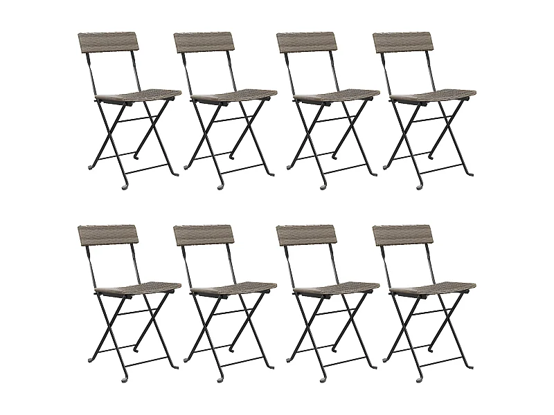 Chaises de bistrot pliantes lot de 8 Gris Résine tressée acier
