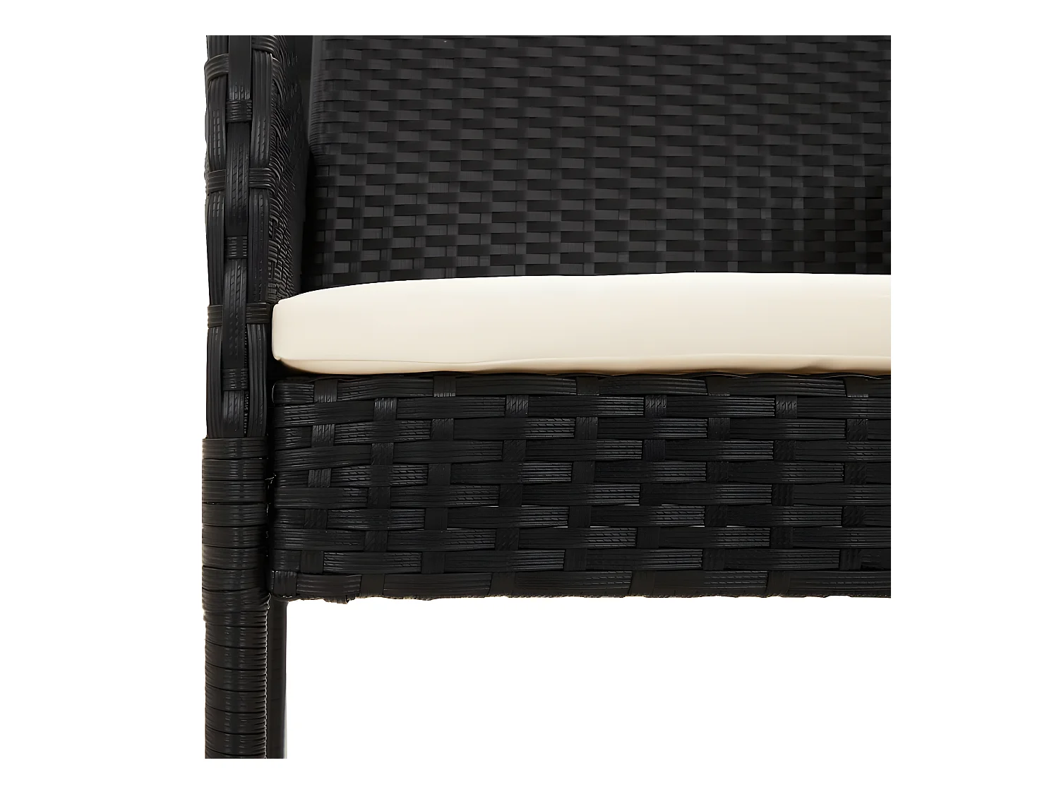 Chaises de jardin lot de 4 avec coussins Résine tressée Noir
