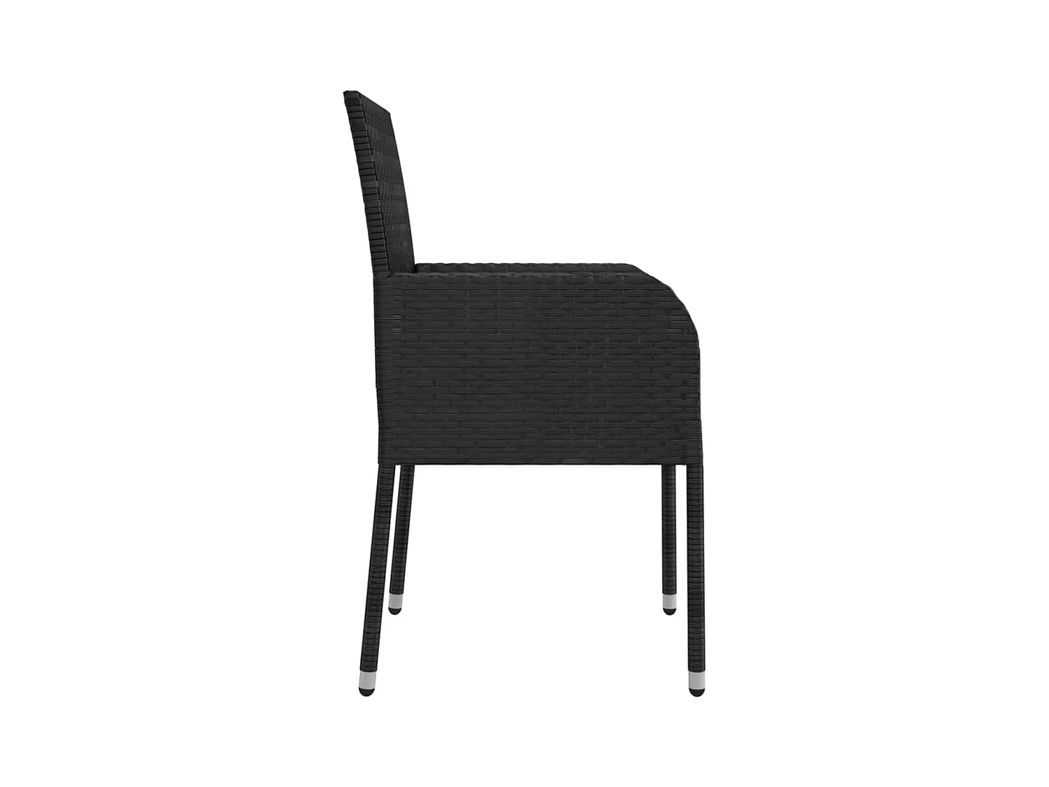 Chaises de jardin lot de 4 avec coussins Résine tressée Noir