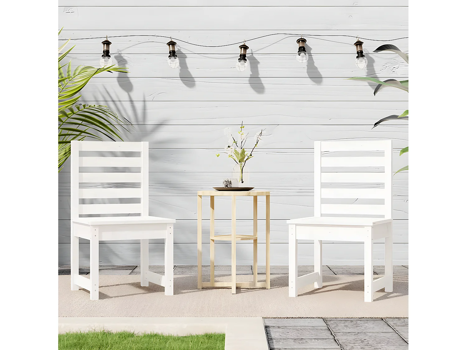 Chaises de jardin 2 pcs blanc 40,5x48x91,5 bois massif de pin