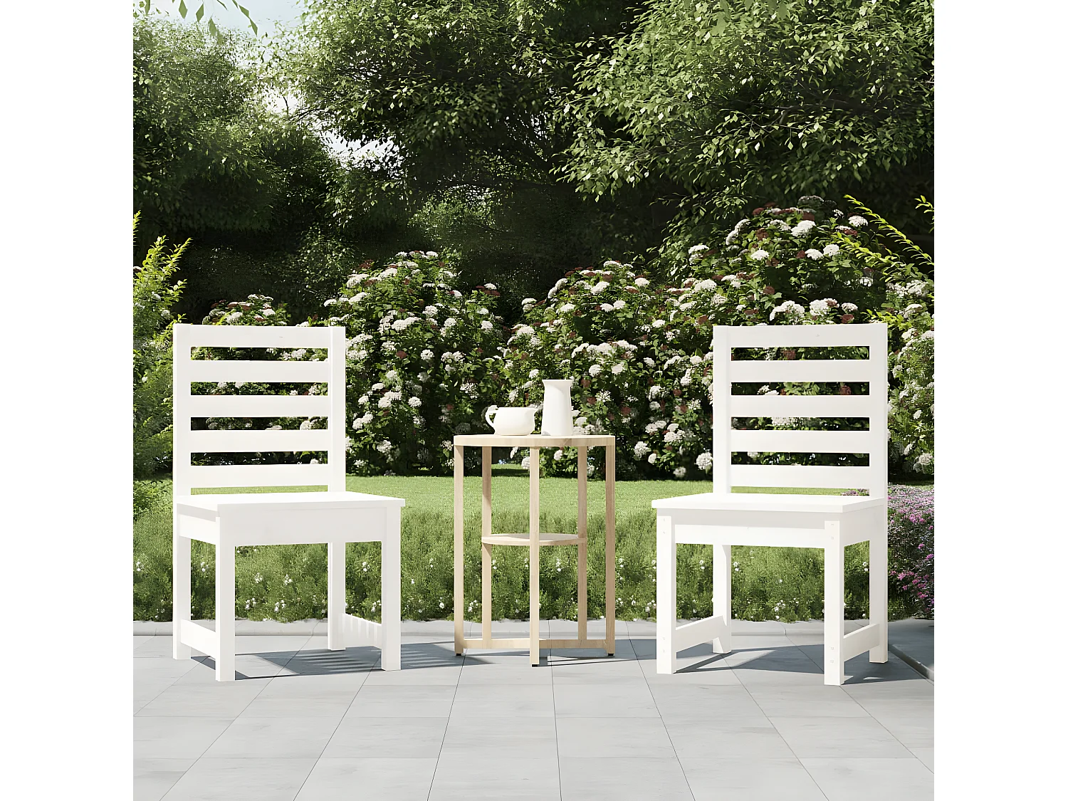 Chaises de jardin 2 pcs blanc 40,5x48x91,5 bois massif de pin