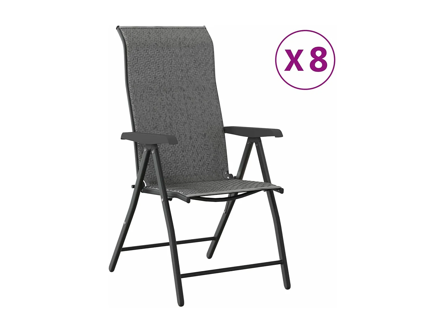Chaises pliables de jardin lot de 8 gris résine tressée