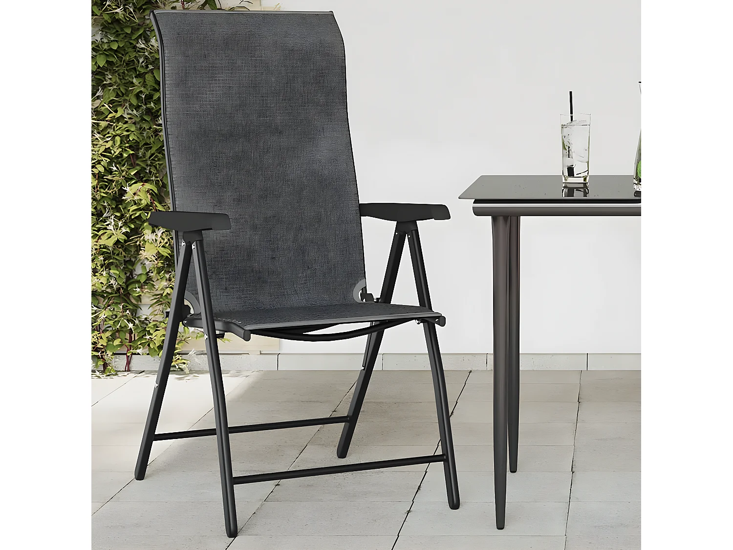 Chaises pliables de jardin lot de 8 gris résine tressée