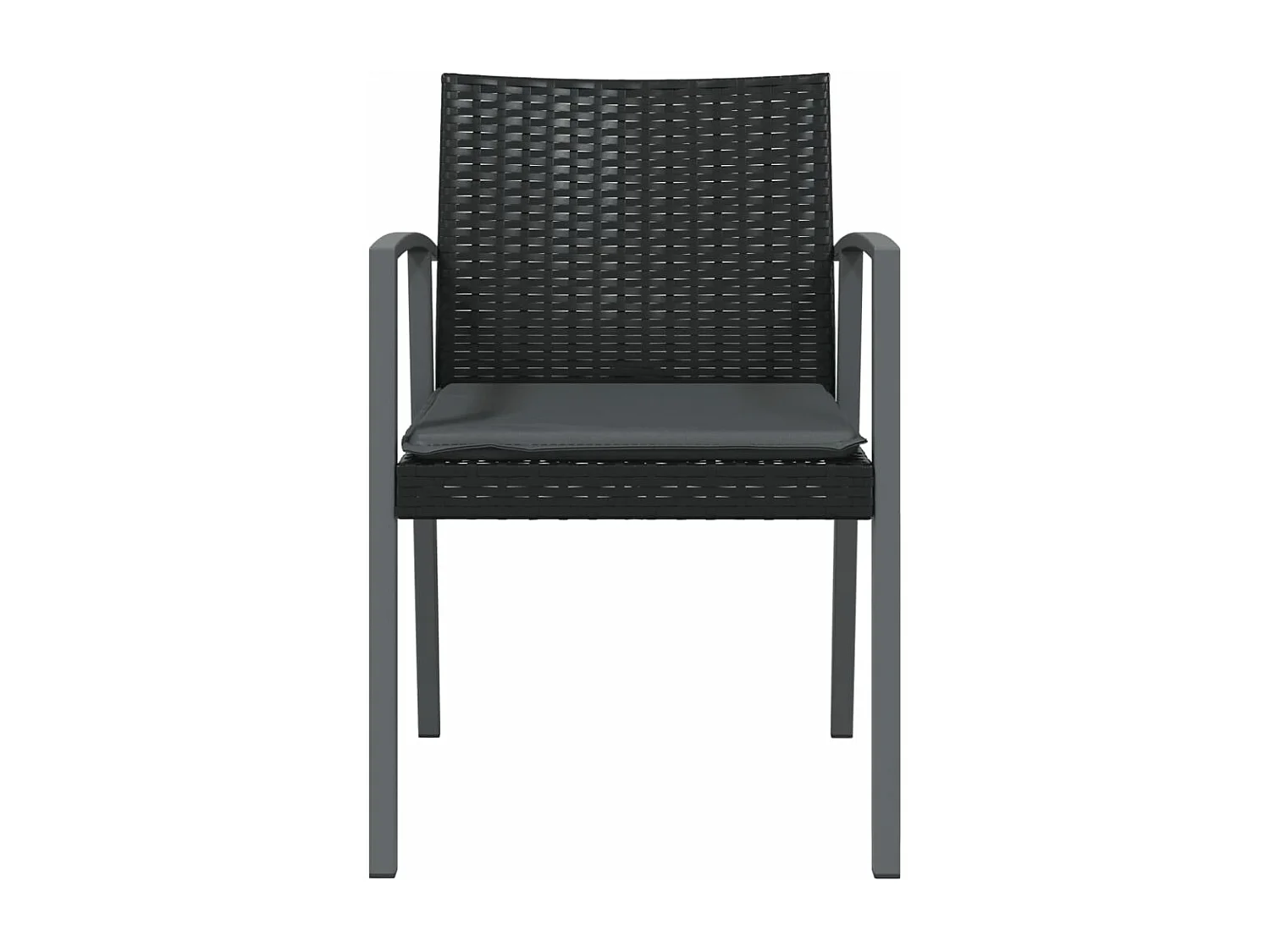 Chaises de jardin et coussins lot de 2 noir 56,5x57x83 rotin