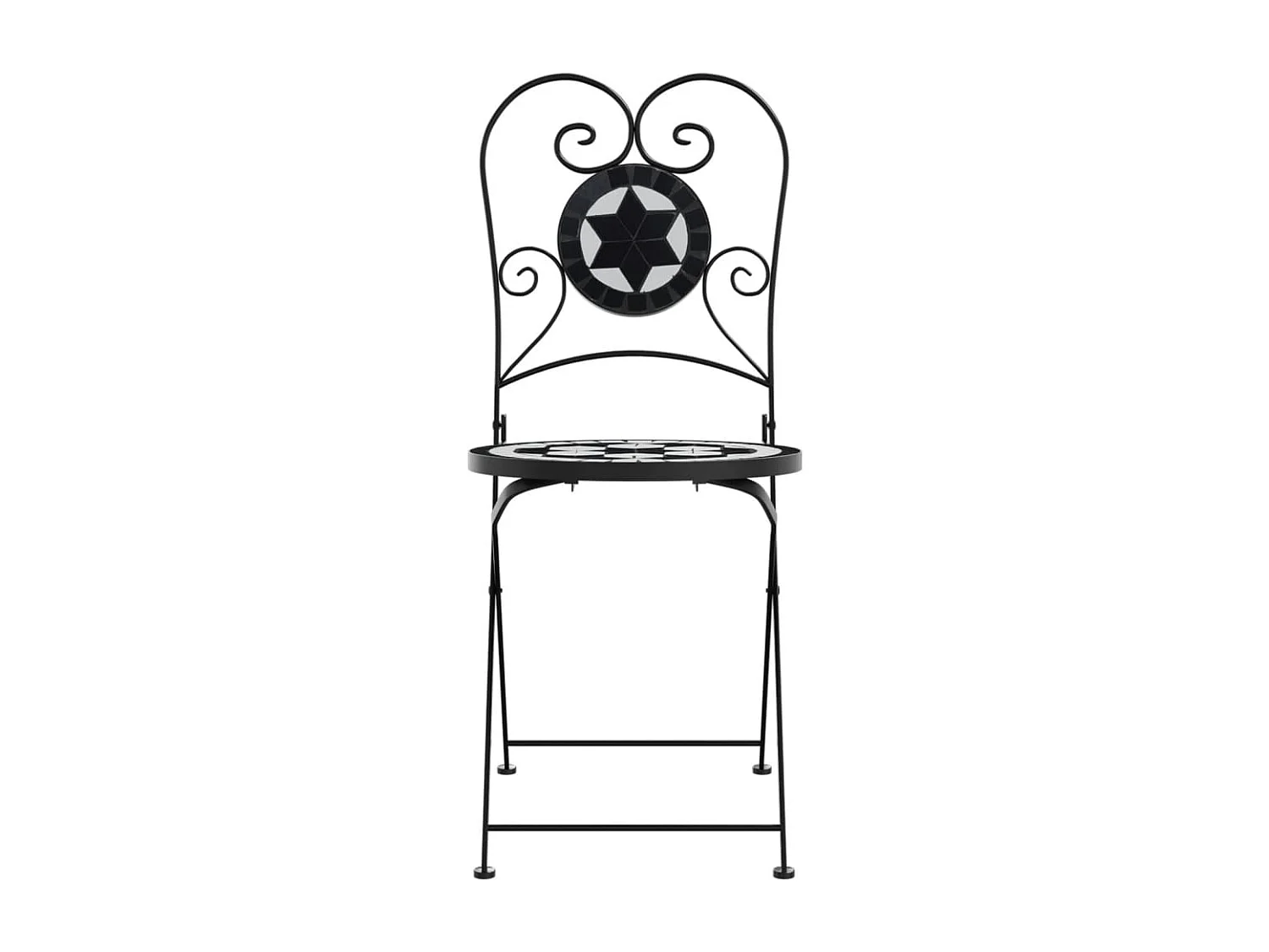 Chaises de bistro pliables 2 pcs noir et blanc céramique