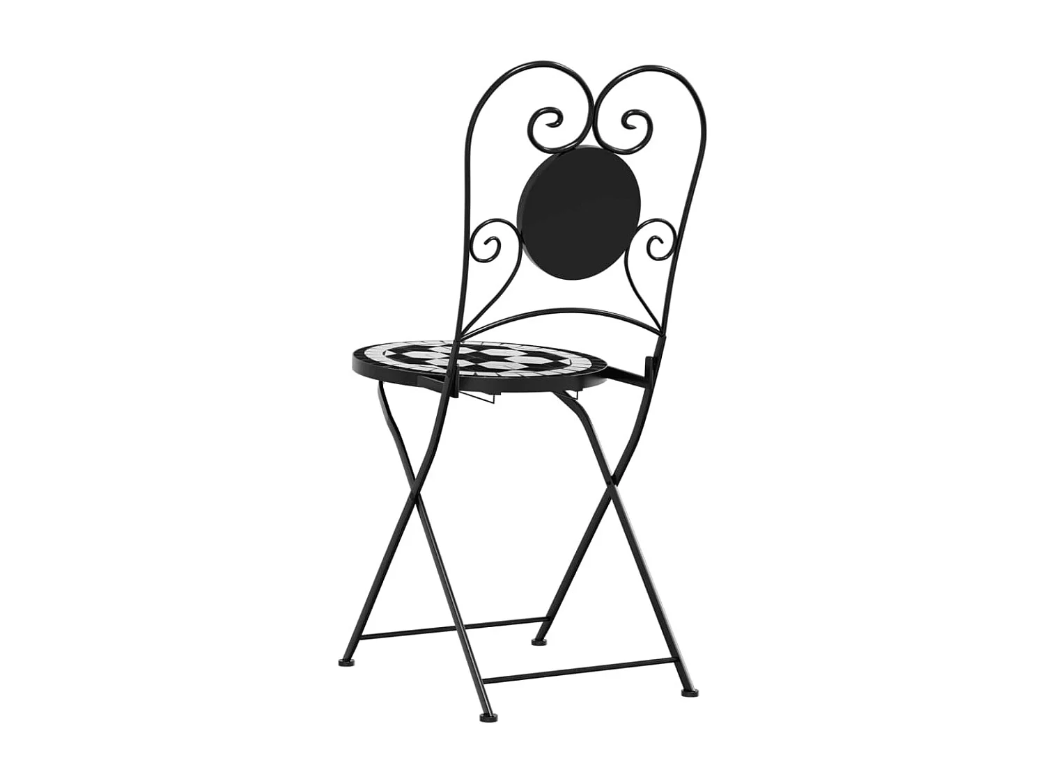 Chaises de bistro pliables 2 pcs noir et blanc céramique
