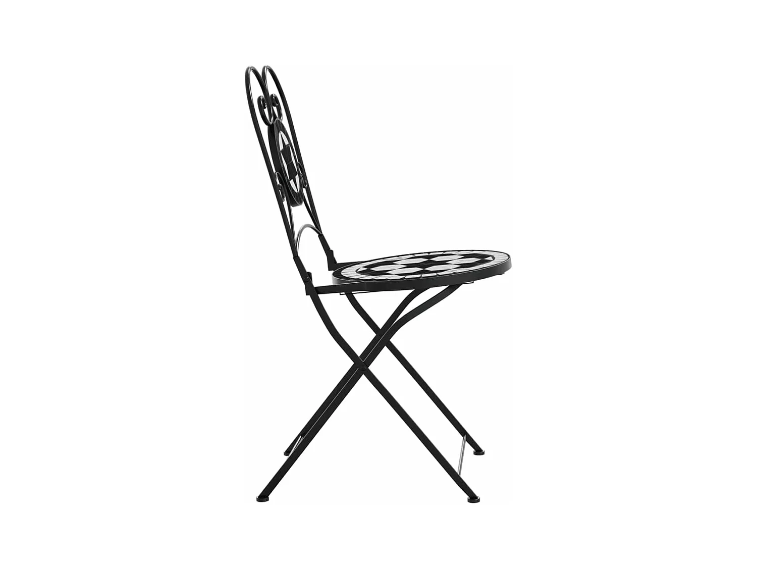 Chaises de bistro pliables 2 pcs noir et blanc céramique