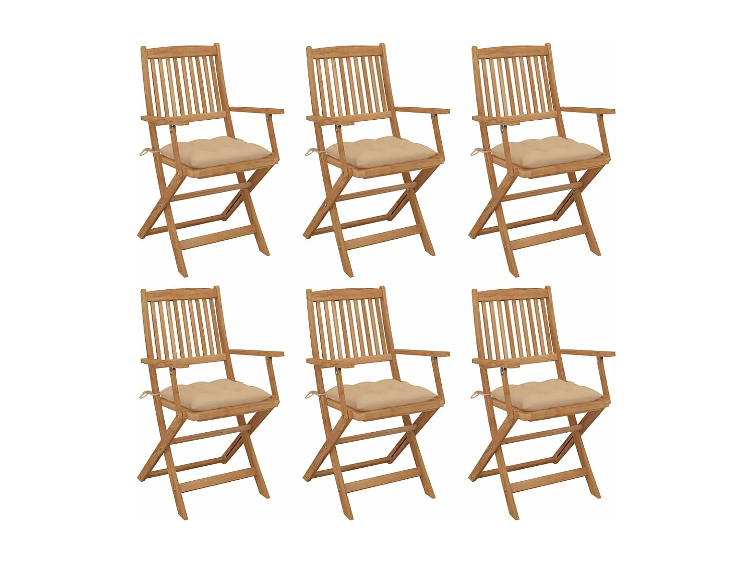Chaises pliables de jardin 6 pcs avec coussins Bois d'acacia 97