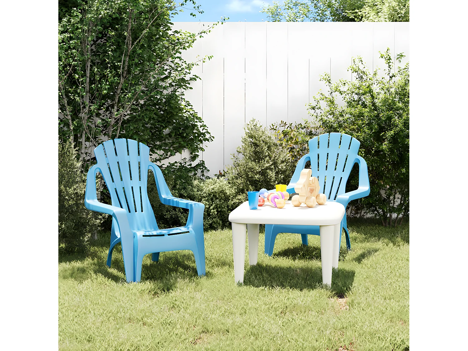 Chaises de jardin pour enfants lot de 2 bleu 37x34x44 PP