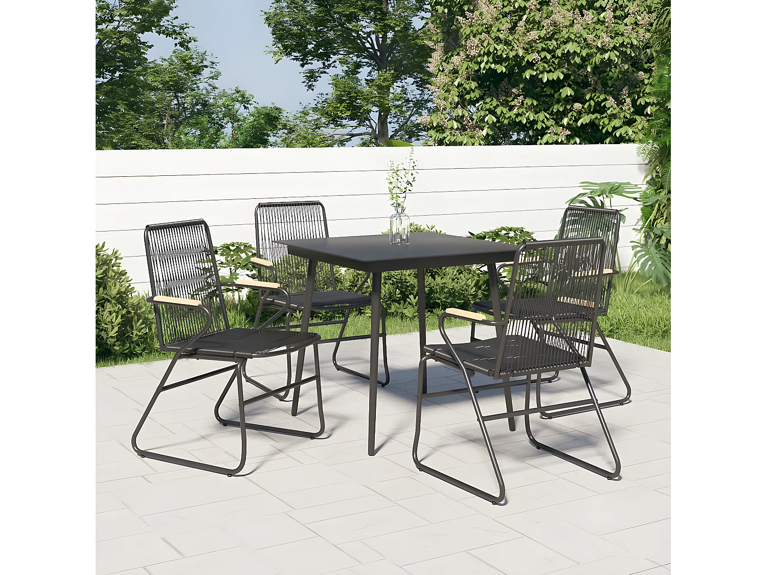 Chaises de jardin lot de 4 noir 58x59x85,5 rotin PVC