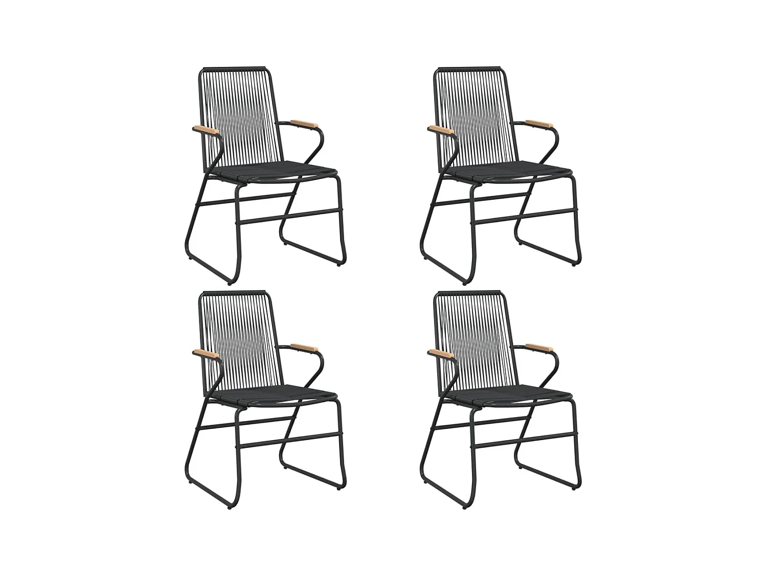 Chaises de jardin lot de 4 noir 58x59x85,5 rotin PVC