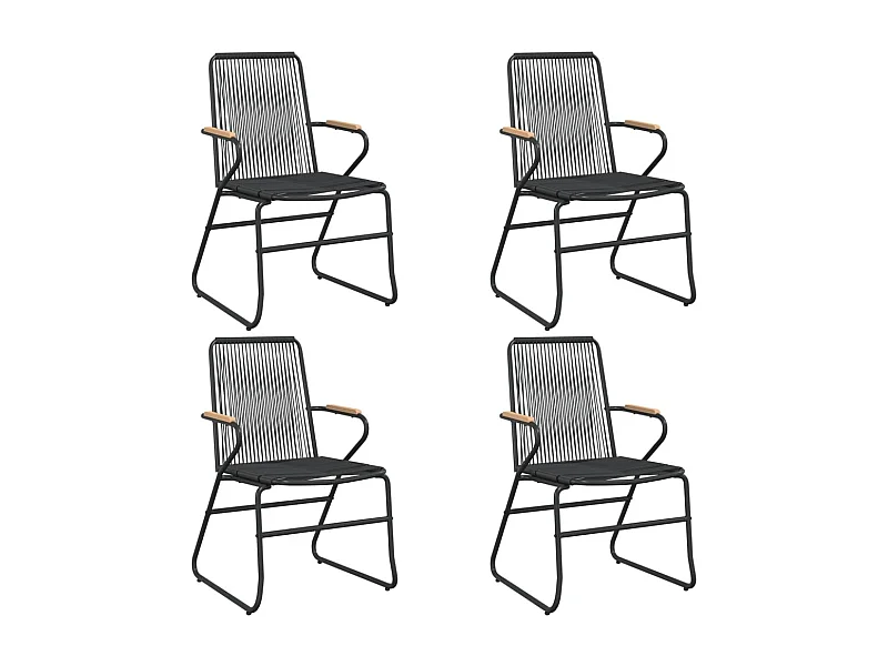 Chaises de jardin lot de 4 noir 58x59x85,5 rotin PVC