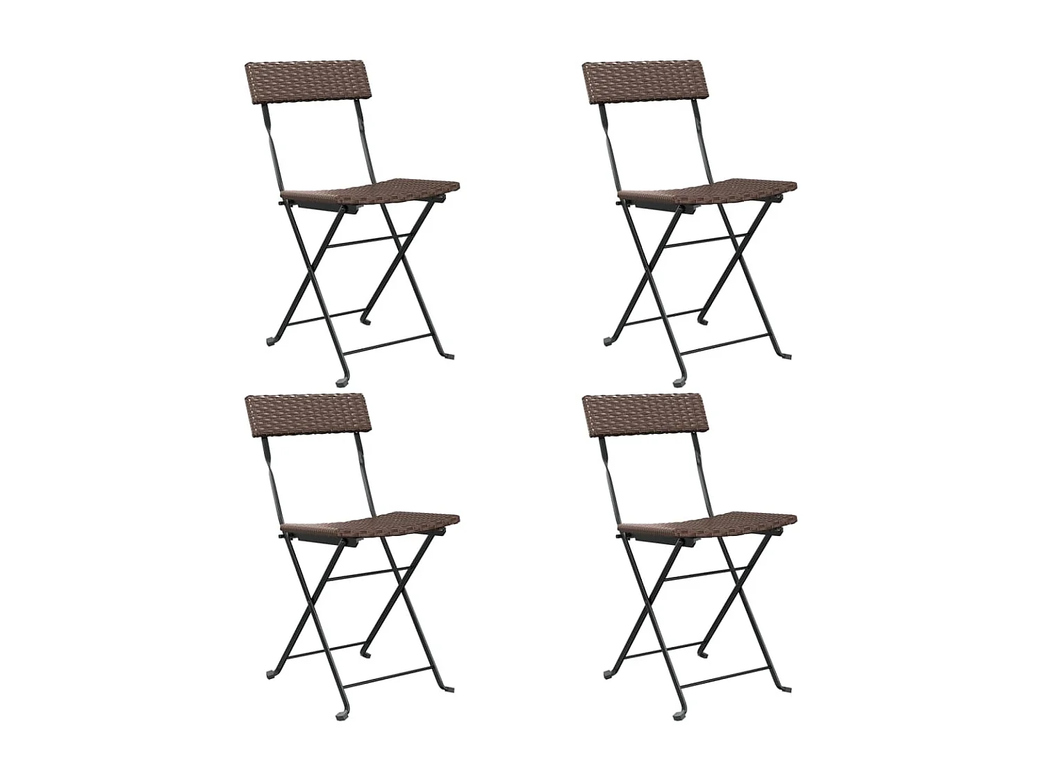 Chaises de bistrot pliantes 4pcs Marron Résine tressée et acier