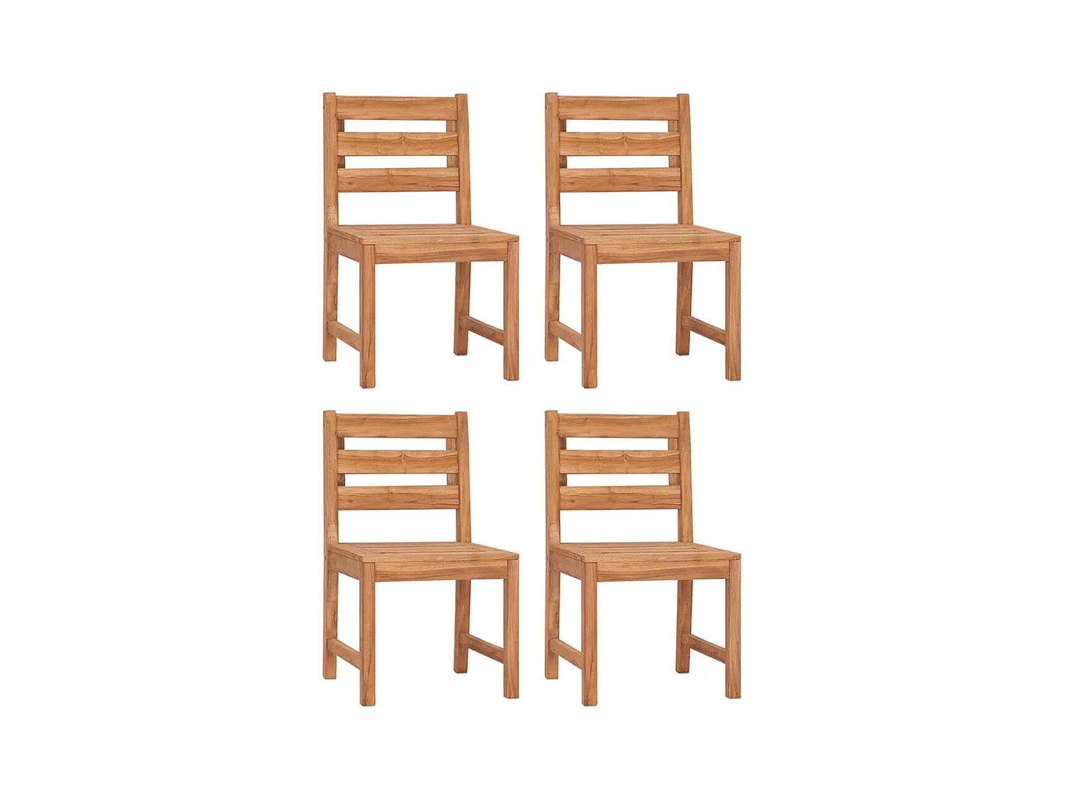 Chaises de jardin lot de 4 Bois de teck solide