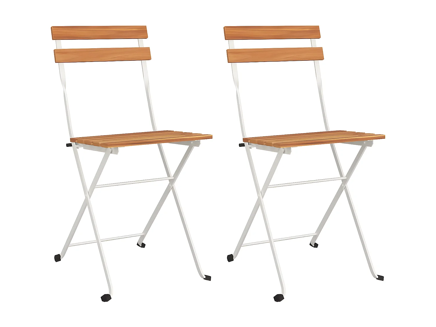 Chaises de bistrot pliantes lot de 2 Bois d'acacia solide acier