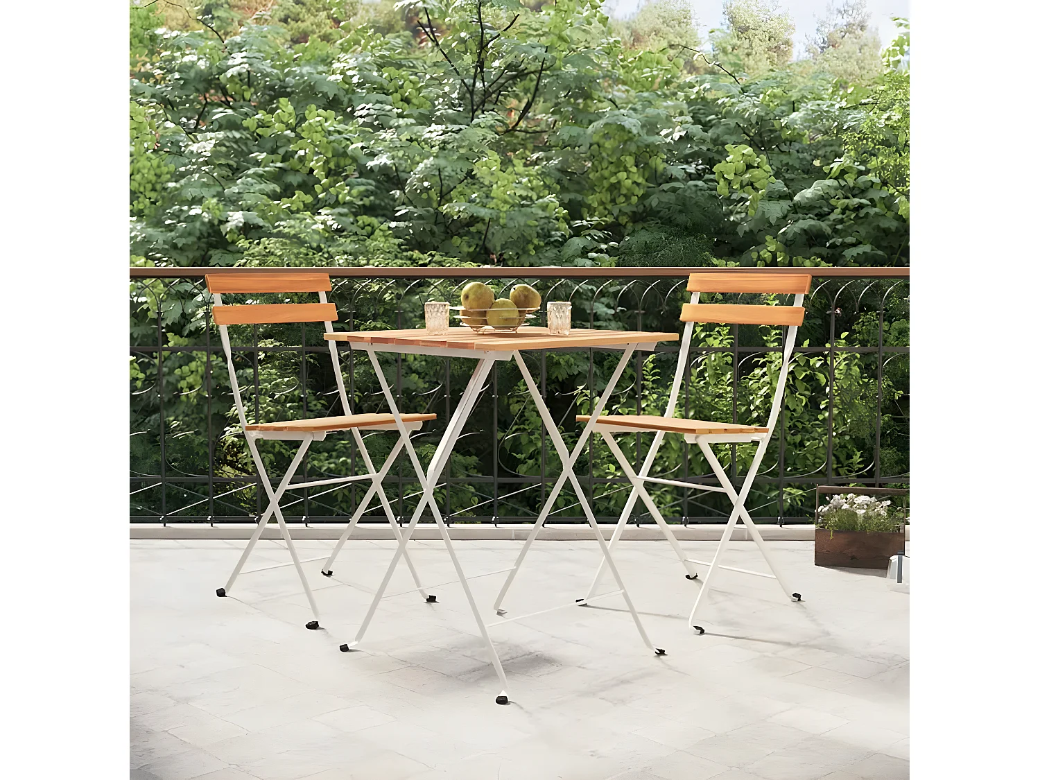 Chaises de bistrot pliantes lot de 2 Bois d'acacia solide acier