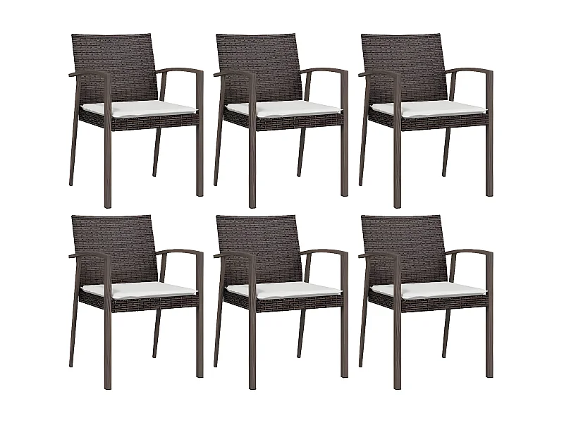 Chaises de jardin coussins lot de 6 marron 56,5x57x83 rotin