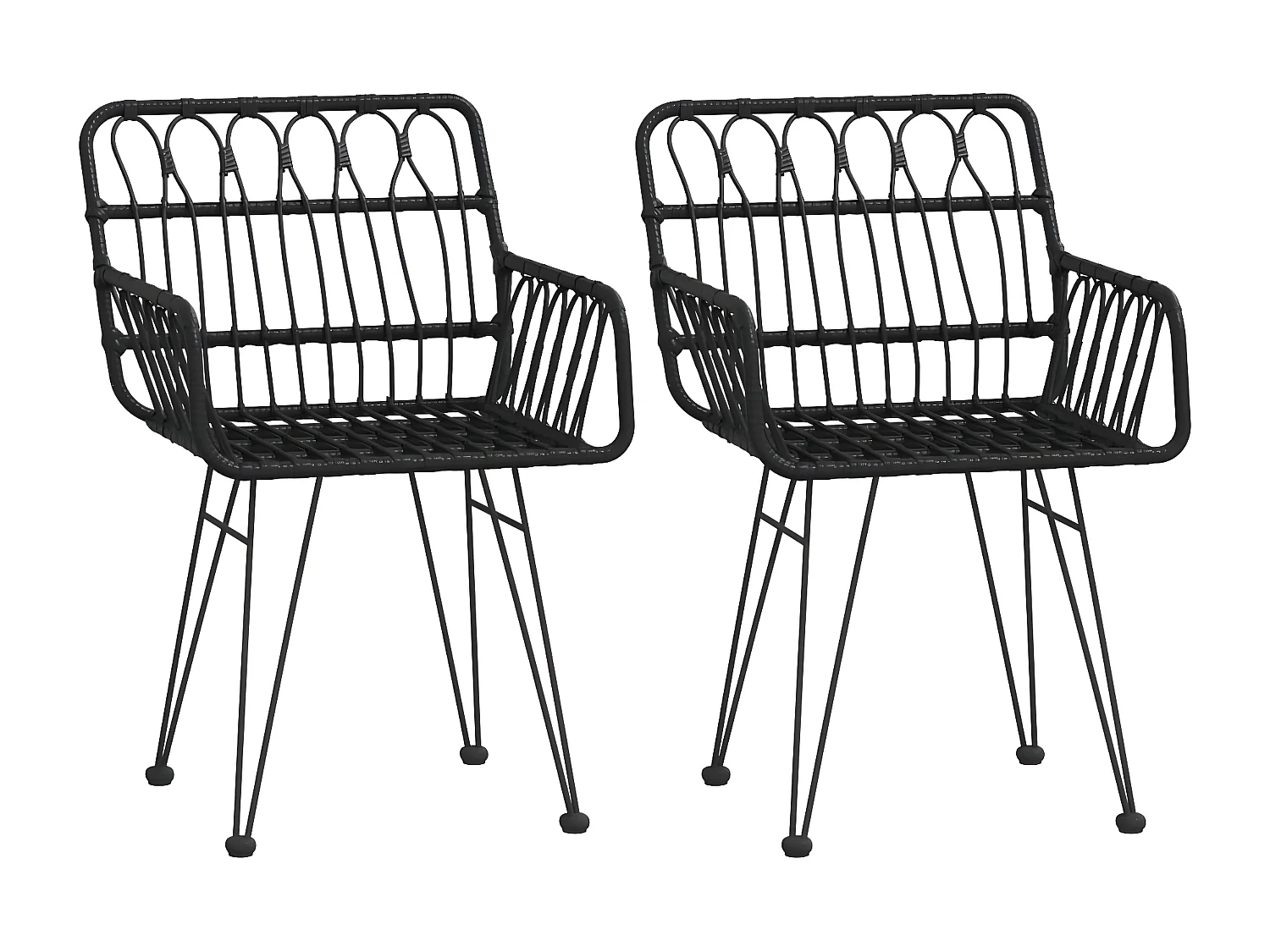 Chaises de jardin lot de 2 avec accoudoir Noir 56x64x80