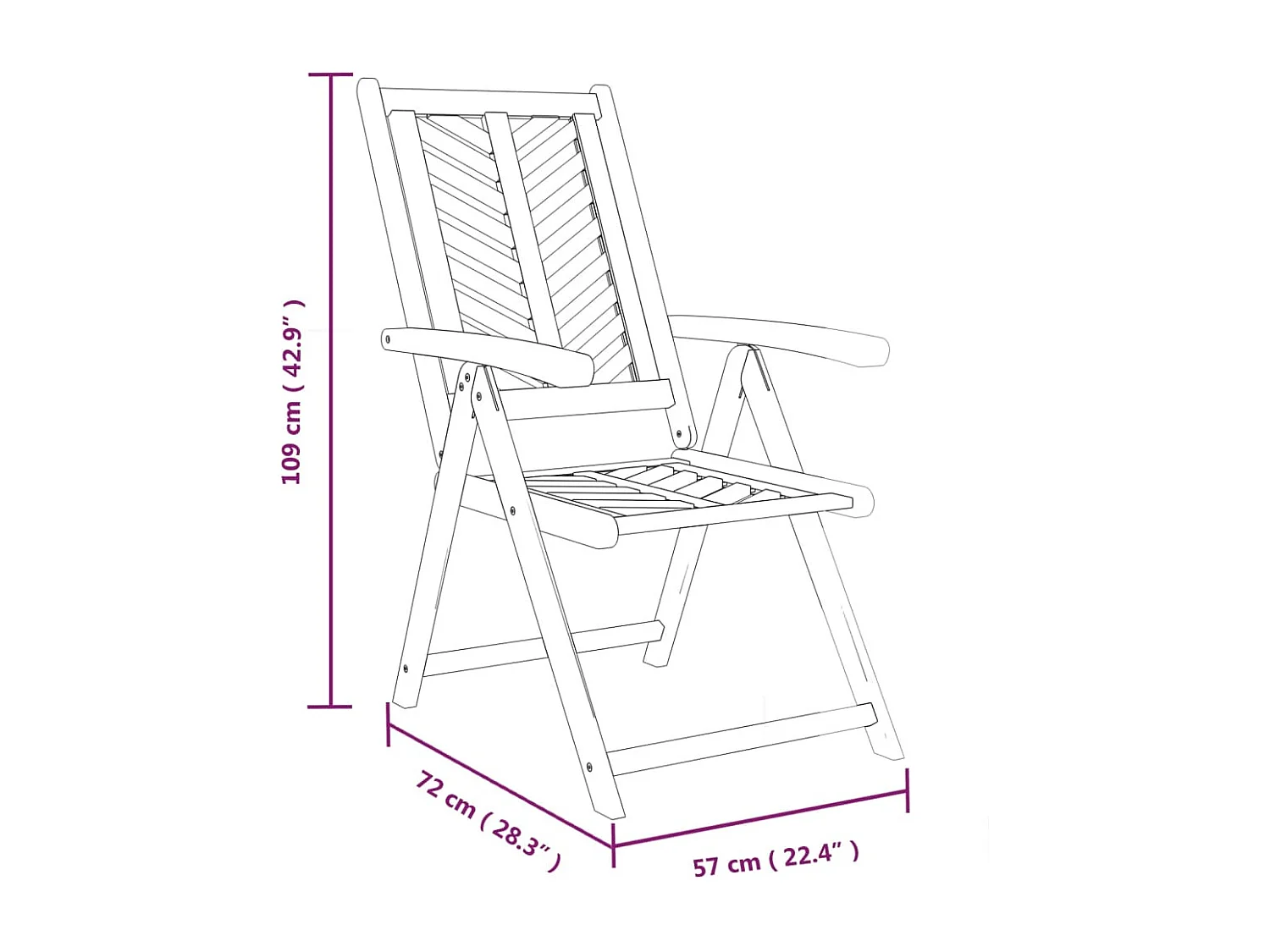 Chaises de jardin inclinables 2 pcs bois massif d'acacia