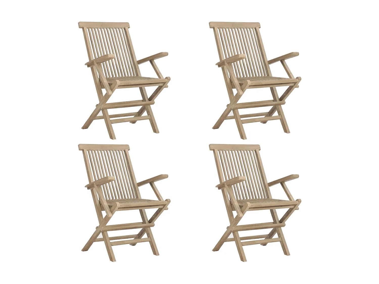 Chaises de jardin pliantes lot de 4 gris 56x61x89 bois teck