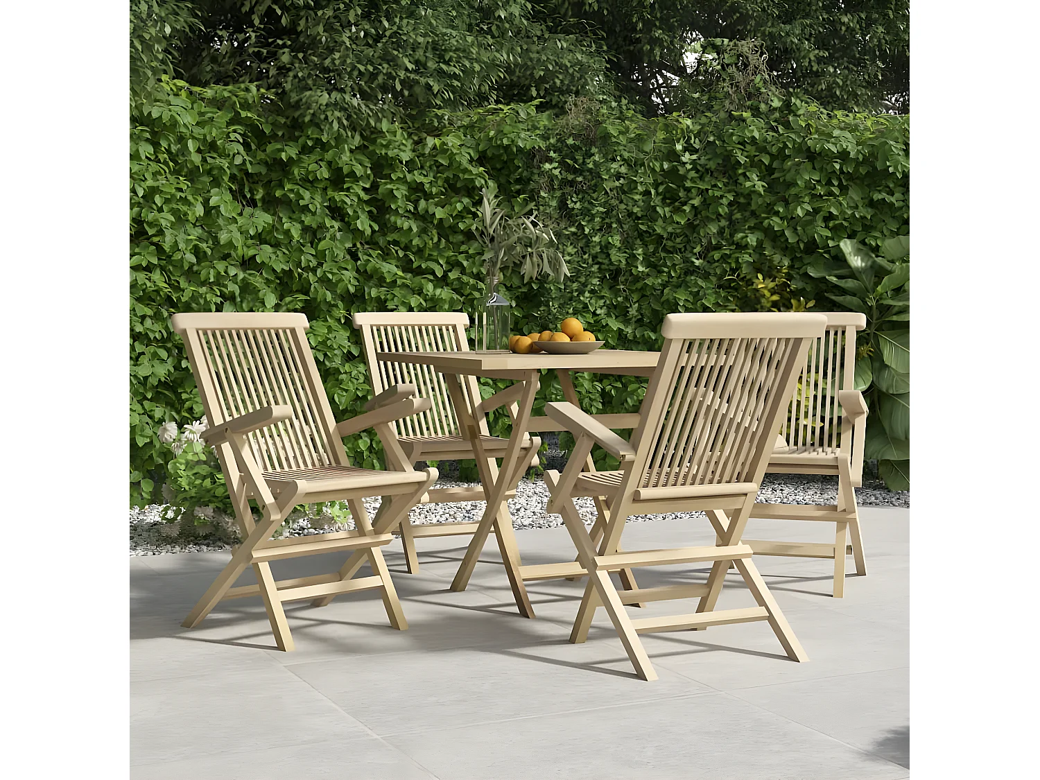 Chaises de jardin pliantes lot de 4 gris 56x61x89 bois teck