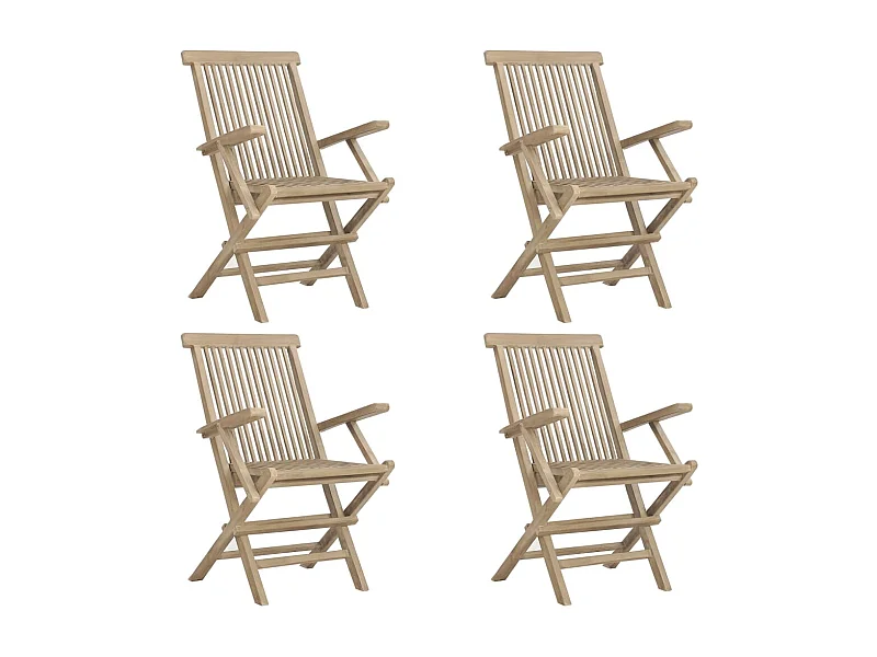 Chaises de jardin pliantes lot de 4 gris 56x61x89 bois teck