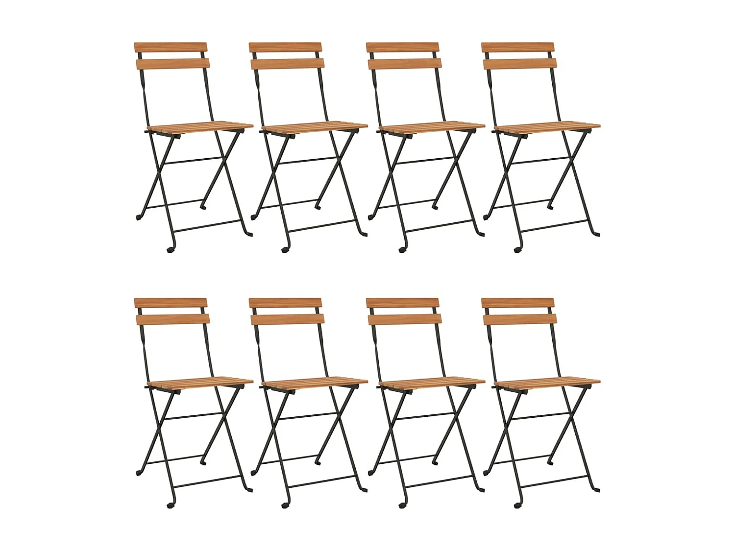 Chaises de bistrot pliantes lot de 8 Bois teck solide et acier