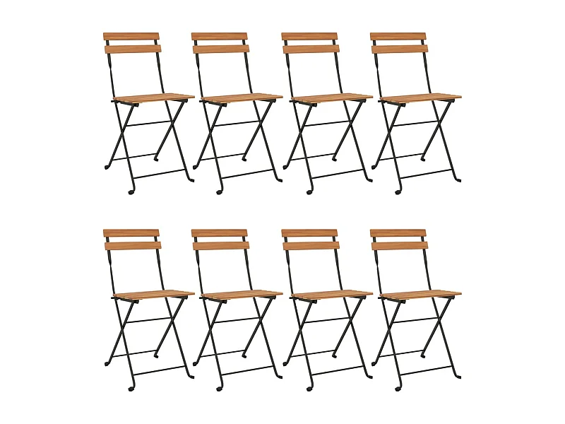 Chaises de bistrot pliantes lot de 8 Bois teck solide et acier
