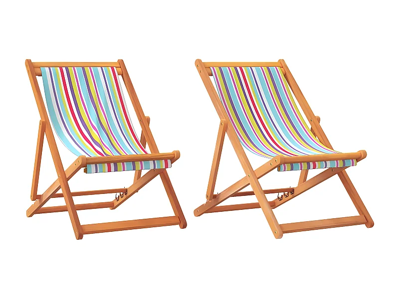 Chaises de plage pliables lot de 2 multicolore tissu