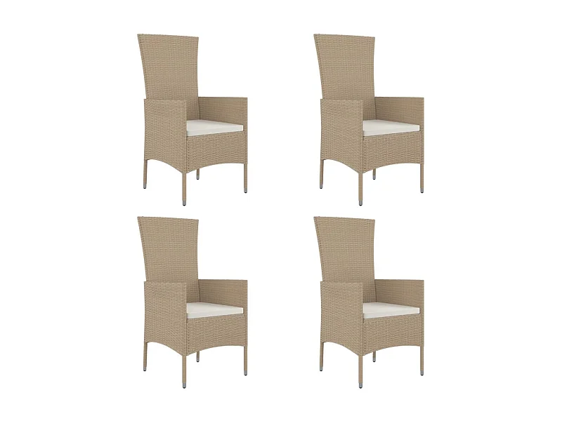 Chaises de jardin avec coussins lot de 4 Résine tressée Beige