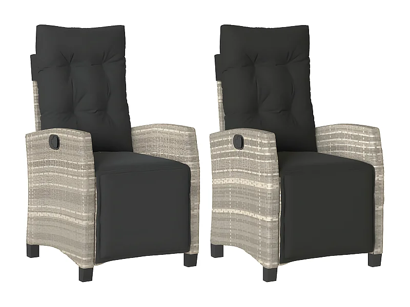Chaises inclinables de jardin lot de 2 avec repose-pied rotin