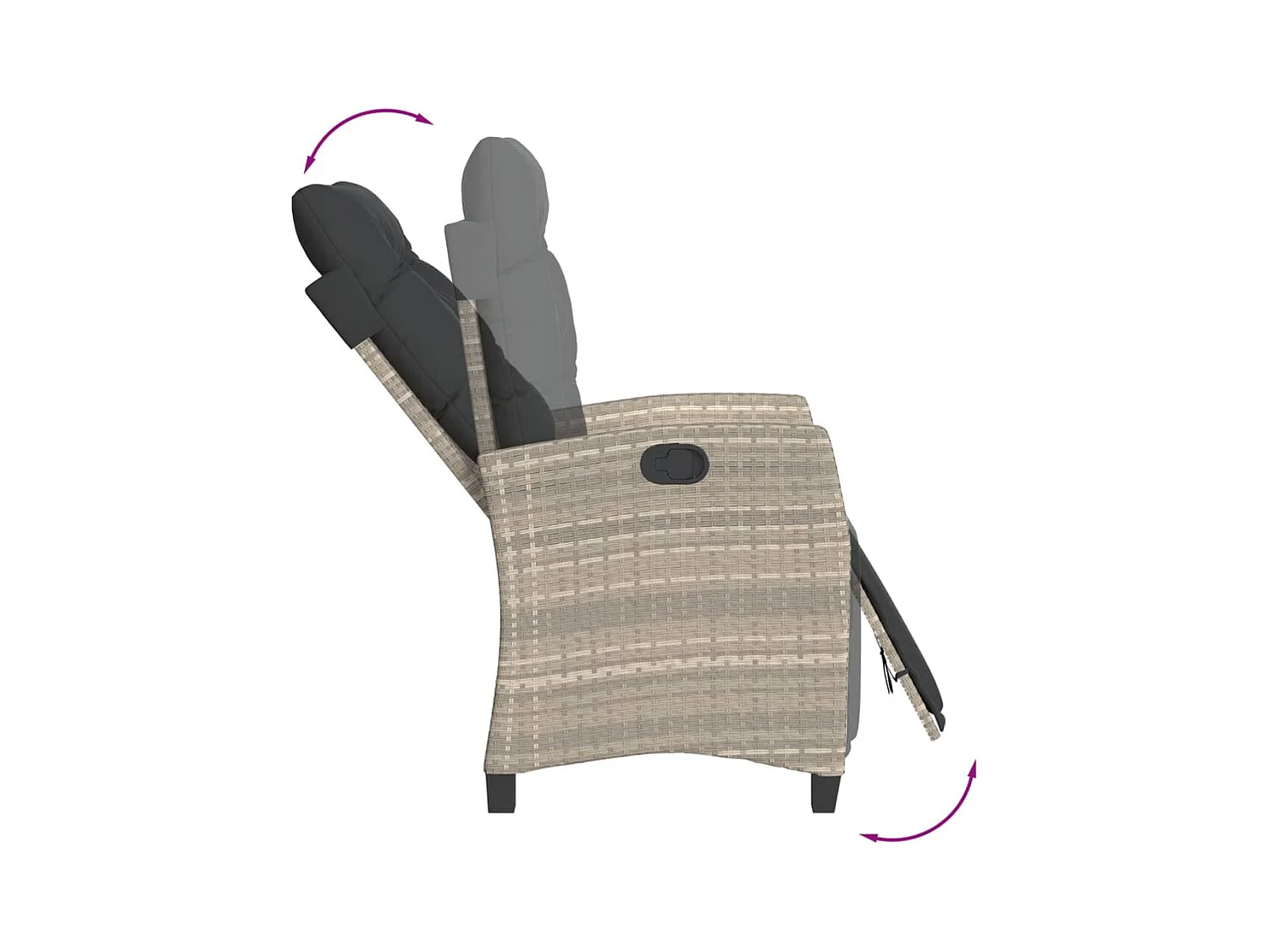 Chaises inclinables de jardin lot de 2 avec repose-pied rotin