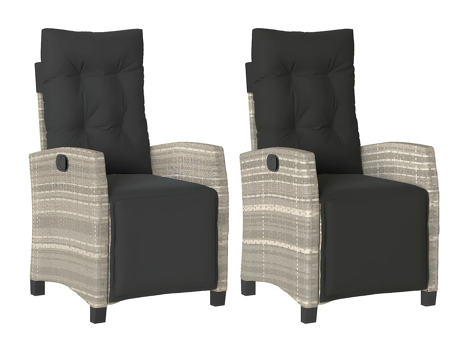 Chaises inclinables de jardin lot de 2 avec repose-pied rotin